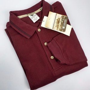 Columbia Sportswear Mens Polo Shirt Long Sleeve Size L Cotton Maroon